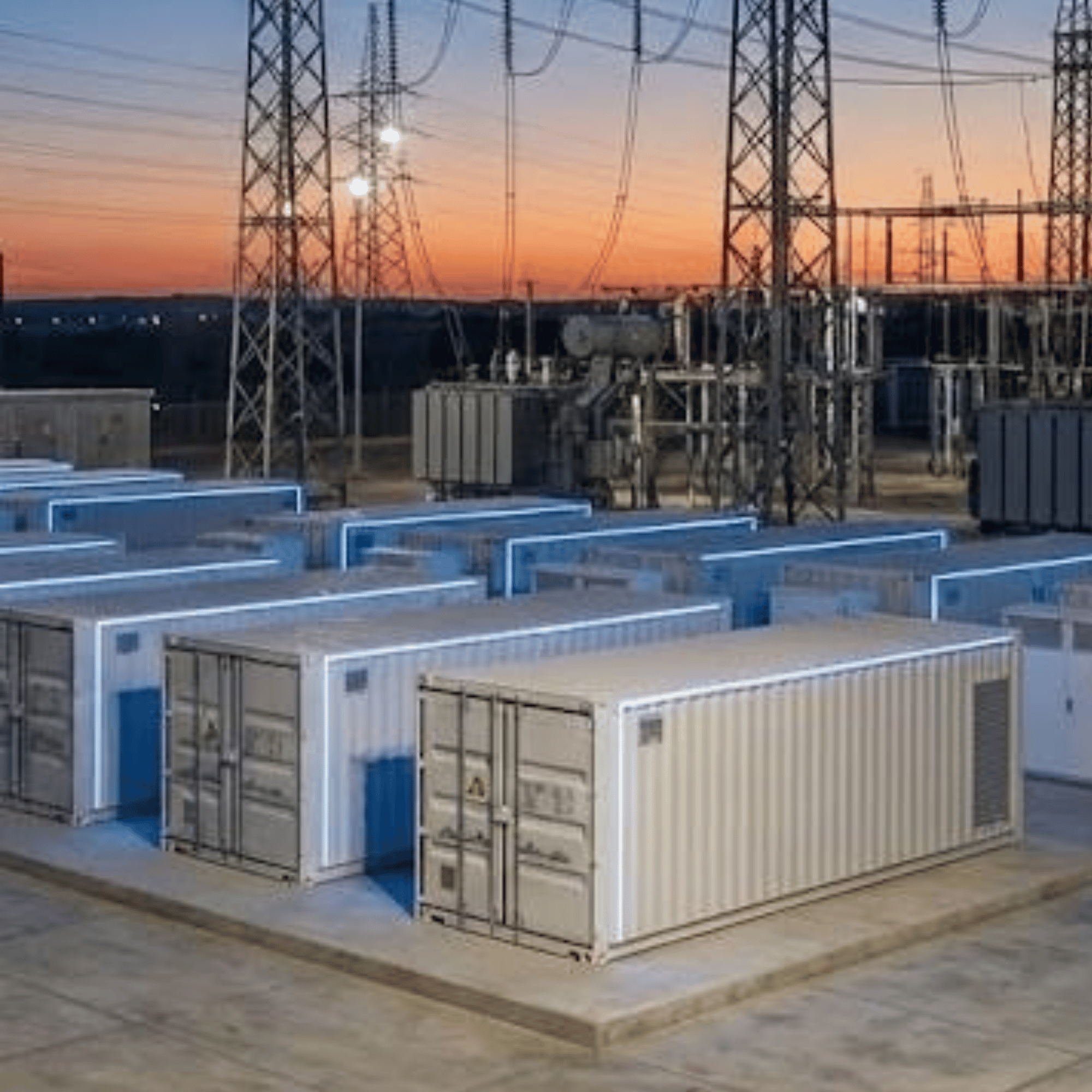 Battery energy storage containers at a substation